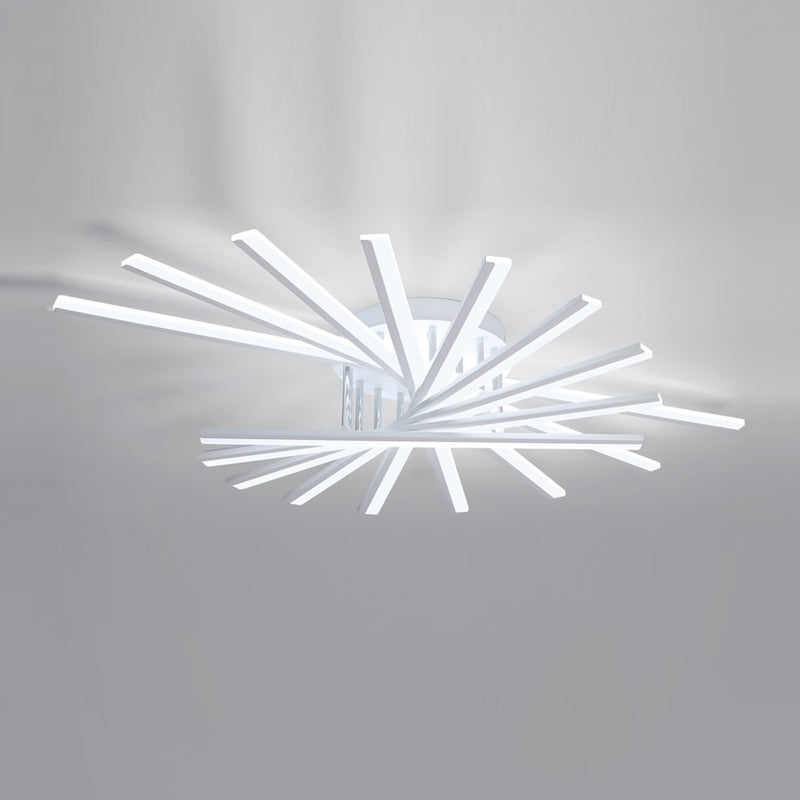 Line Shape LED Ceiling Lamp Modern Iron Flush Mount for Study Bedroom