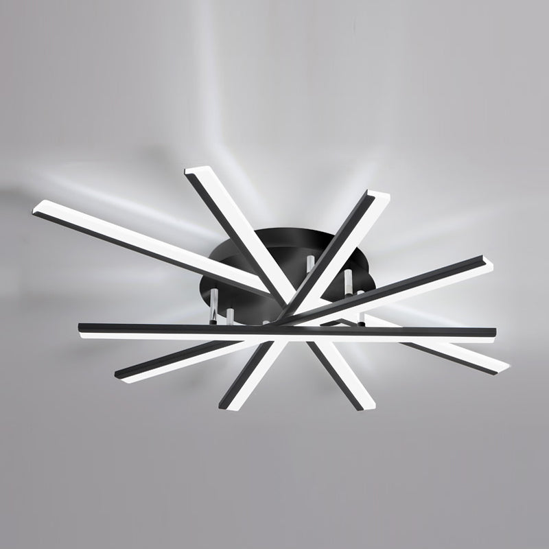 Line Shape LED Ceiling Lamp Modern Iron Flush Mount for Study Bedroom