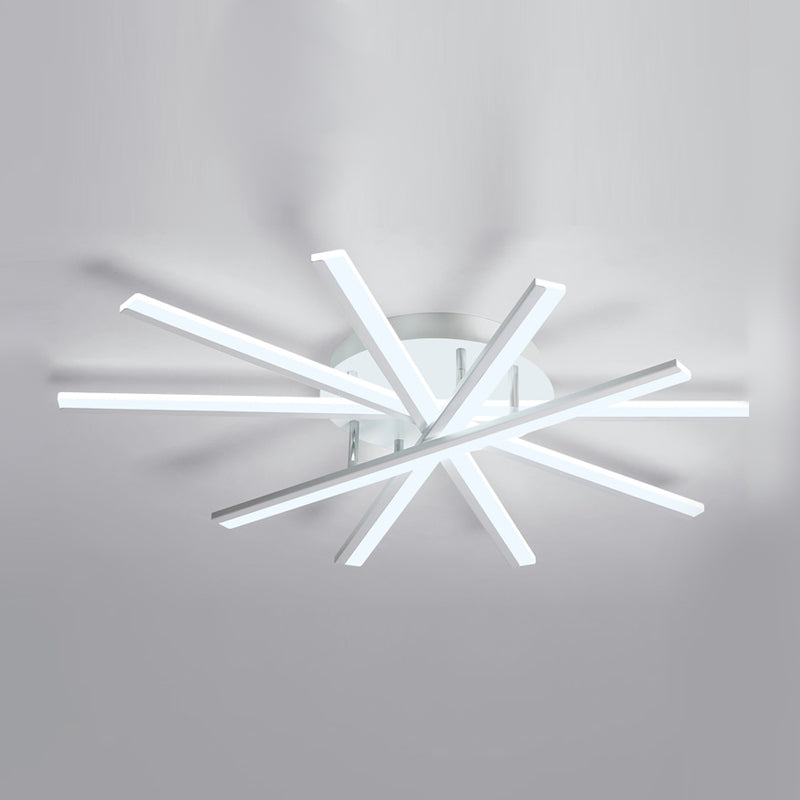 Line Shape LED Ceiling Lamp Modern Iron Flush Mount for Study Bedroom