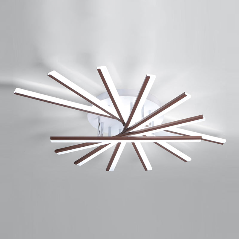 Line Shape LED Ceiling Lamp Modern Iron Flush Mount for Study Bedroom