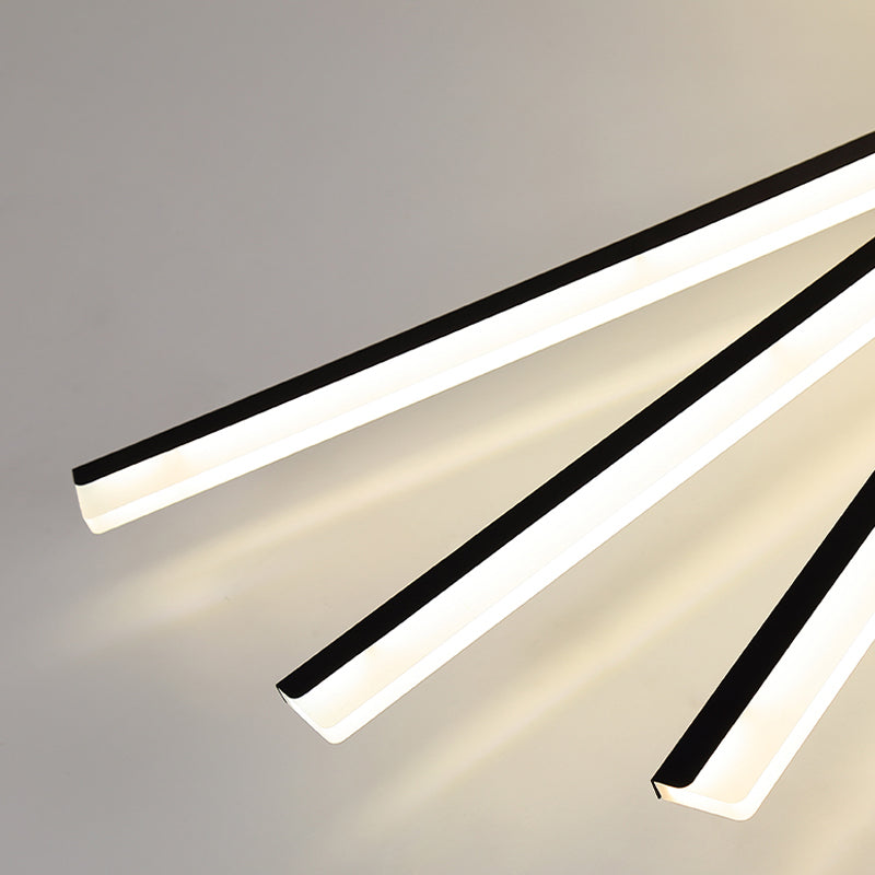 Line Shape LED Ceiling Lamp Modern Iron Flush Mount for Study Bedroom