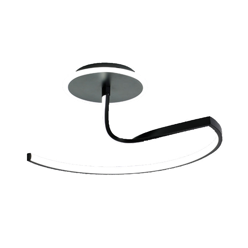 Line Shape LED Ceiling Lamp Modern Aluminium 2 Lights Flush Mount for Living Room