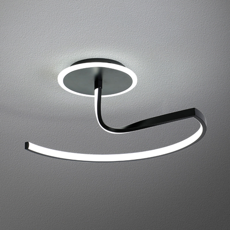 Line Shape LED Ceiling Lamp Modern Aluminium 2 Lights Flush Mount for Living Room