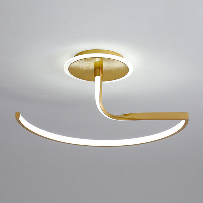 Line Shape LED Ceiling Lamp Modern Aluminium 2 Lights Flush Mount for Living Room