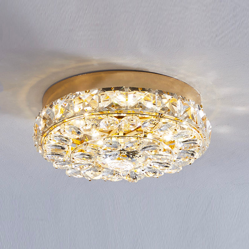 Modern Simple Style Ceiling Lamp Geometric Crystal Flush Mount with Hole 3-4.5'' Dia
