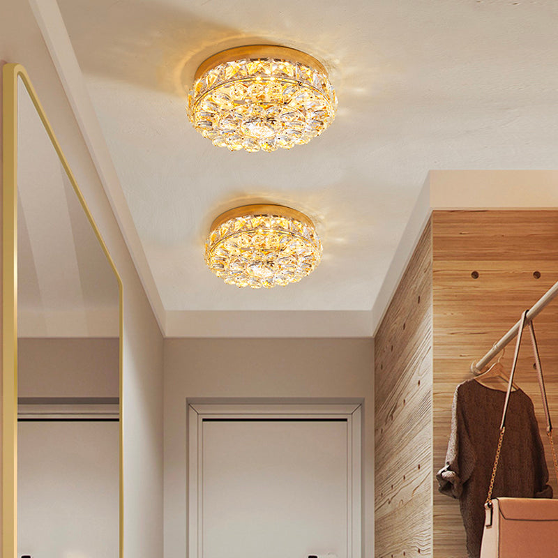 Modern Simple Style Ceiling Lamp Geometric Crystal Flush Mount with Hole 3-4.5'' Dia
