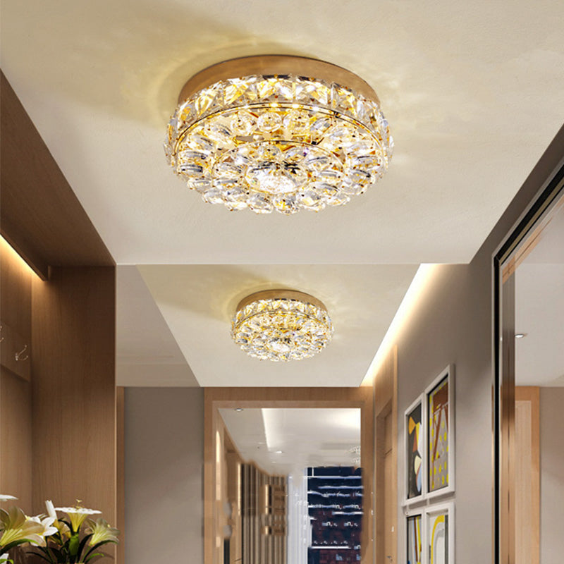 Modern Simple Style Ceiling Lamp Geometric Crystal Flush Mount with Hole 3-4.5'' Dia