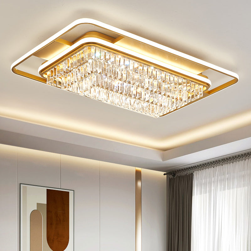 Plafonnier LED en forme de géométrie Simple et moderne, montage encastré en cristal de fer pour le salon