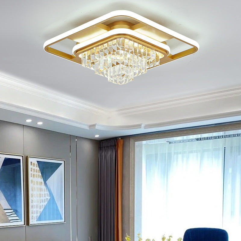Plafonnier LED en forme de géométrie Simple et moderne, montage encastré en cristal de fer pour le salon