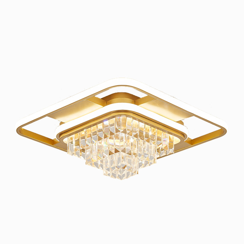 Plafonnier LED en forme de géométrie Simple et moderne, montage encastré en cristal de fer pour le salon
