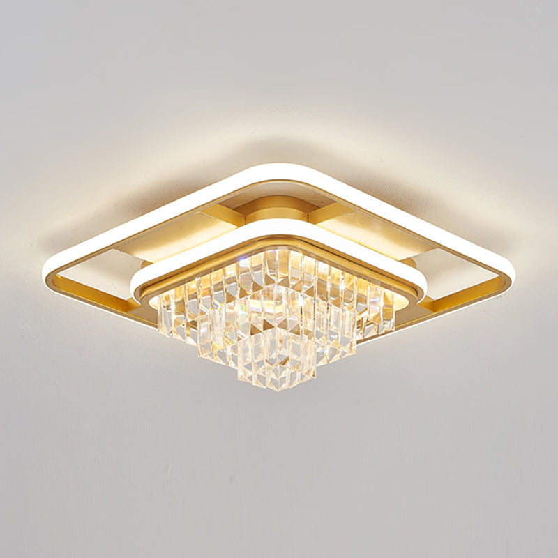 Plafonnier LED en forme de géométrie Simple et moderne, montage encastré en cristal de fer pour le salon