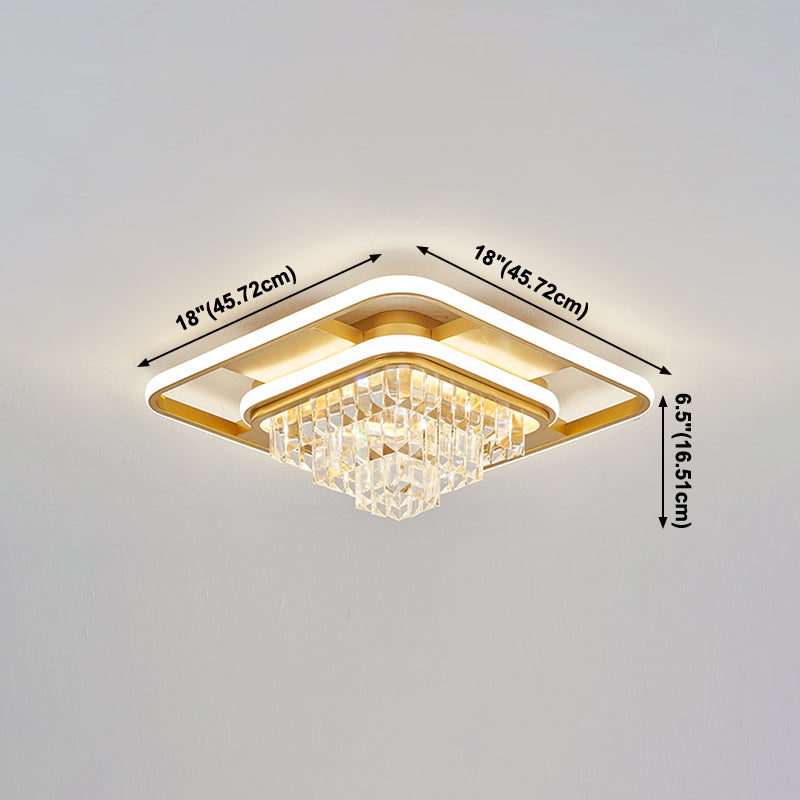 Plafonnier LED en forme de géométrie Simple et moderne, montage encastré en cristal de fer pour le salon