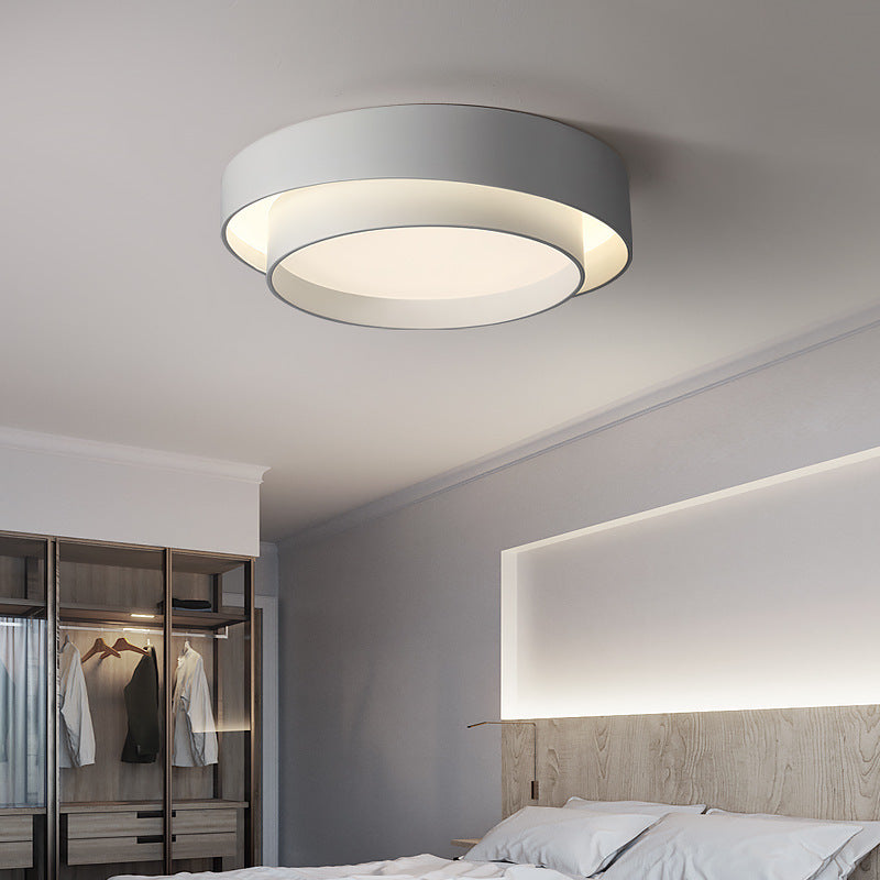 Modern Minimalist LED Ceiling Fixture Lacquered Iron Circular Flush Mount with Acrylic Shade