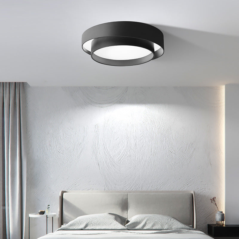 Modern Minimalist LED Ceiling Fixture Lacquered Iron Circular Flush Mount with Acrylic Shade