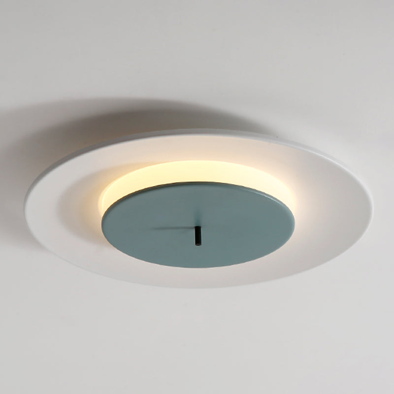 Modern Nordic LED Flush Mount Wrought Iron Macaron Ceiling Fixture with Acrylic Shade
