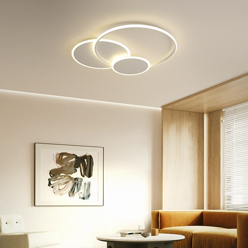 Modern Simplicity LED Flush Mount Wrought Iron Circular Ceiling Fixture with Acrylic Shade
