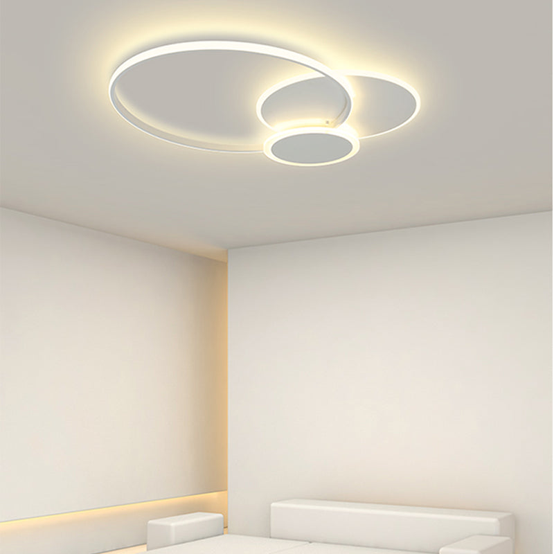 Plafonnier circulaire en fer forgé à montage encastré à LED de simplicité moderne avec abat-jour en acrylique