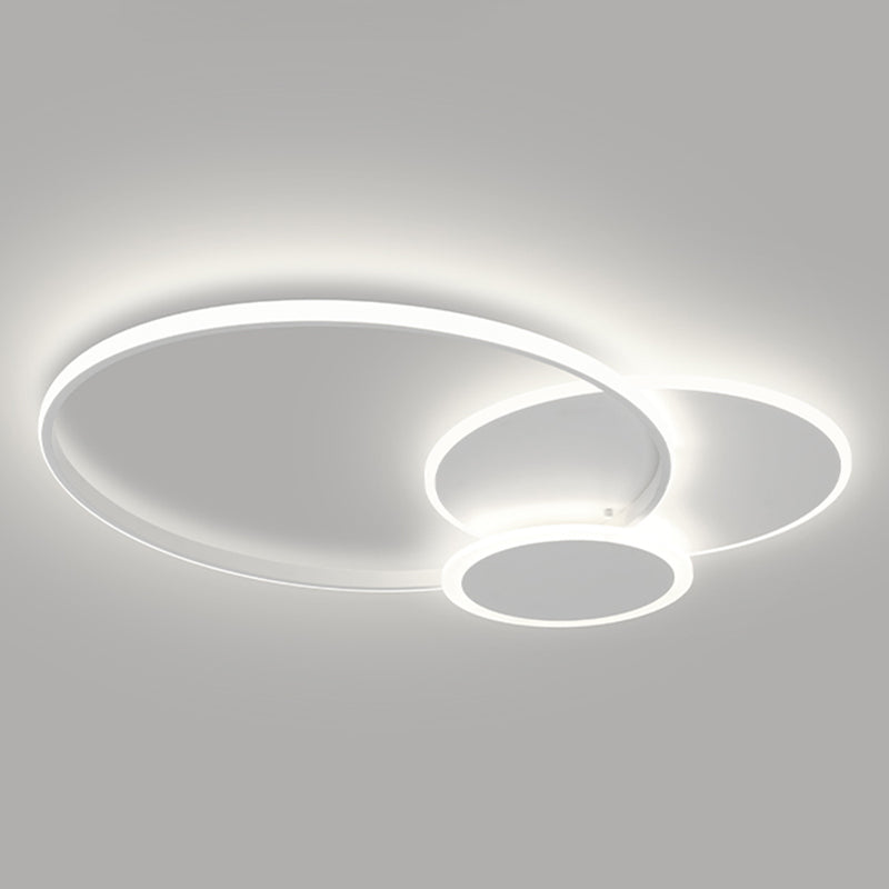 Plafonnier circulaire en fer forgé à montage encastré à LED de simplicité moderne avec abat-jour en acrylique