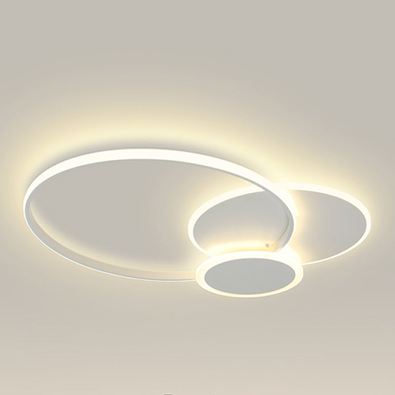 Plafonnier circulaire en fer forgé à montage encastré à LED de simplicité moderne avec abat-jour en acrylique