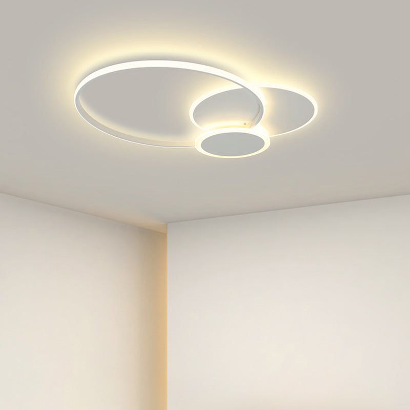 Plafonnier circulaire en fer forgé à montage encastré à LED de simplicité moderne avec abat-jour en acrylique