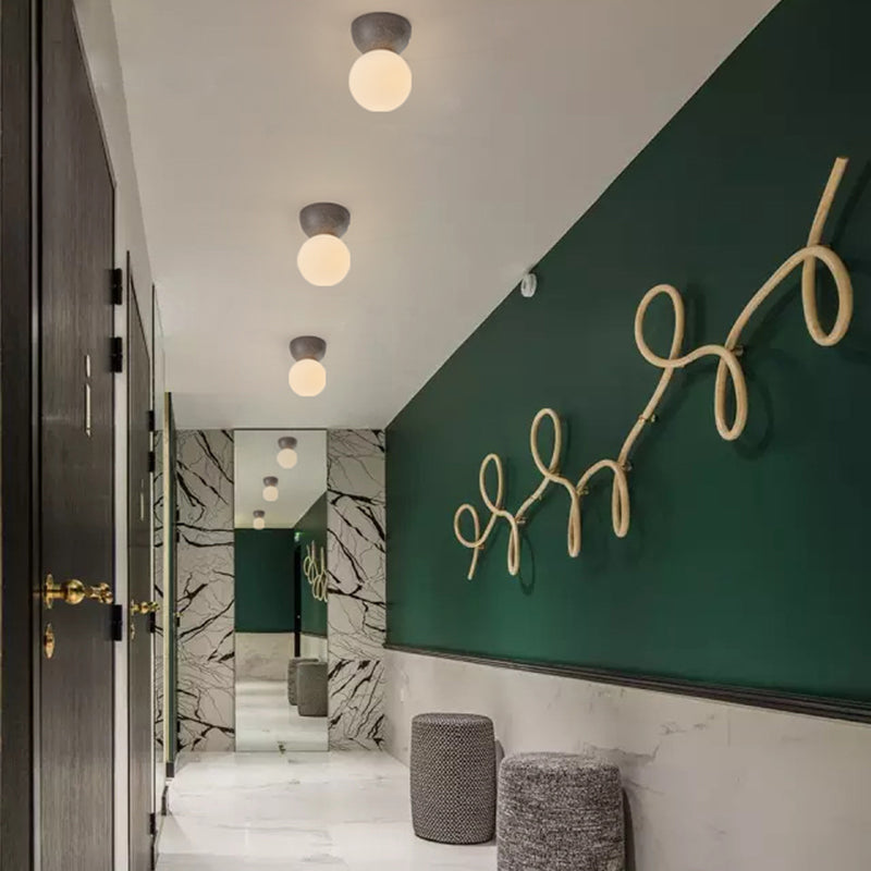 Moderna lampada da soffitto nordica Macaron in marmo con montaggio a incasso e paralume in vetro smerigliato