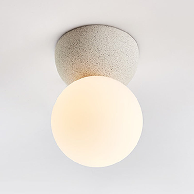 Modern Nordic Macaron Flush Mount Marble Globe Ceiling Light with Frosted Glass Shade