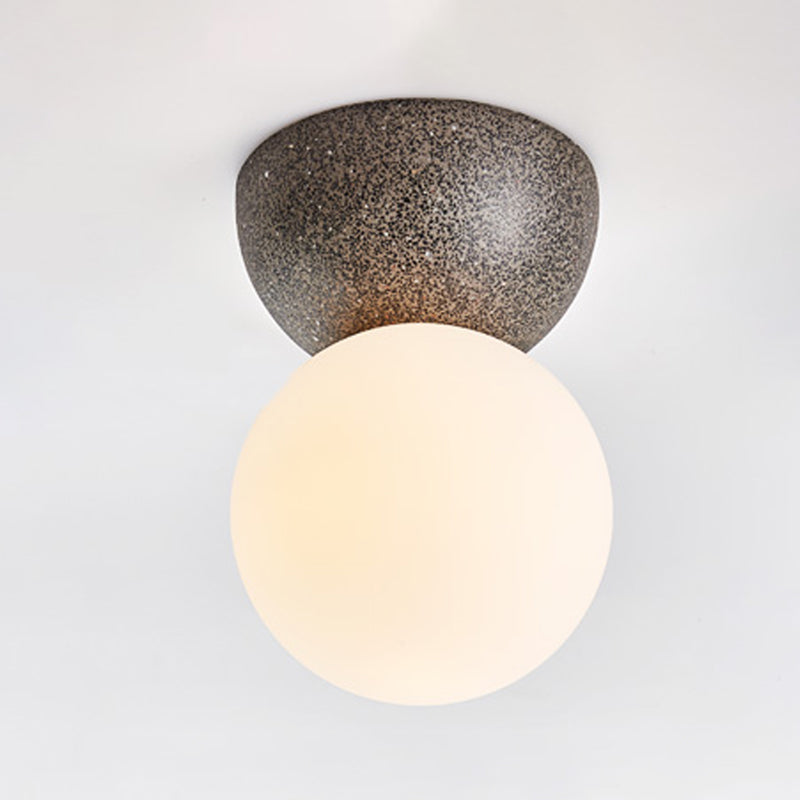 Modern Nordic Macaron Flush Mount Marble Globe Ceiling Light with Frosted Glass Shade
