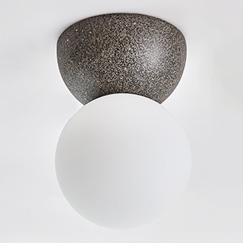 Modern Nordic Macaron Flush Mount Marble Globe Ceiling Light with Frosted Glass Shade