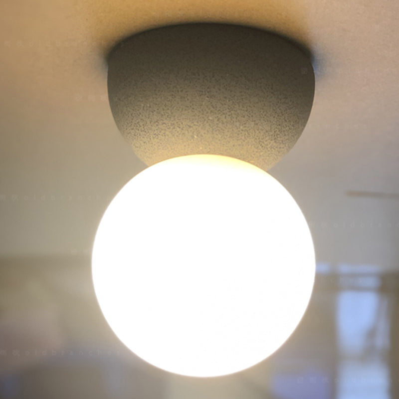 Modern Nordic Macaron Flush Mount Marble Globe Ceiling Light with Frosted Glass Shade