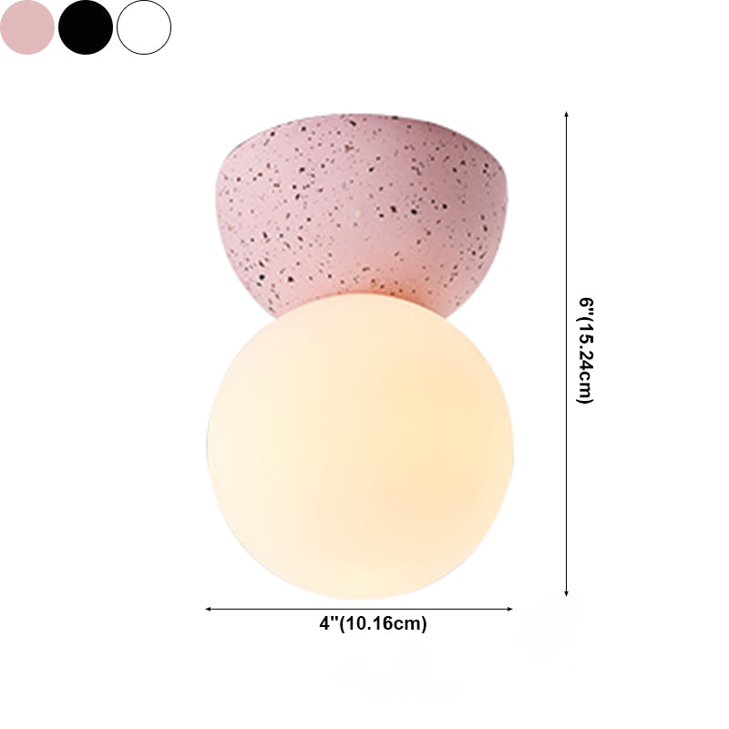 Modern Nordic Macaron Flush Mount Marble Globe Ceiling Light with Frosted Glass Shade