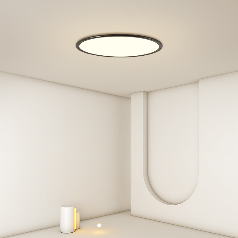 Plafoniera LED moderna e semplice, in alluminio laccato, circolare, da incasso, con paralume in acrilico