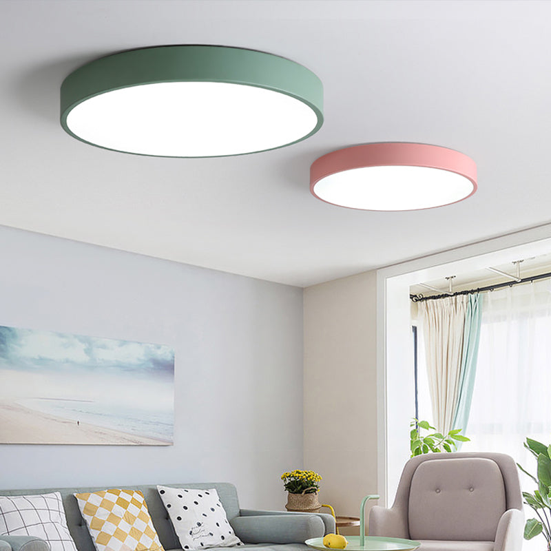 Plafonnier LED de forme ronde en fer moderne, 1 lumière, montage encastré pour chambre à coucher et étude