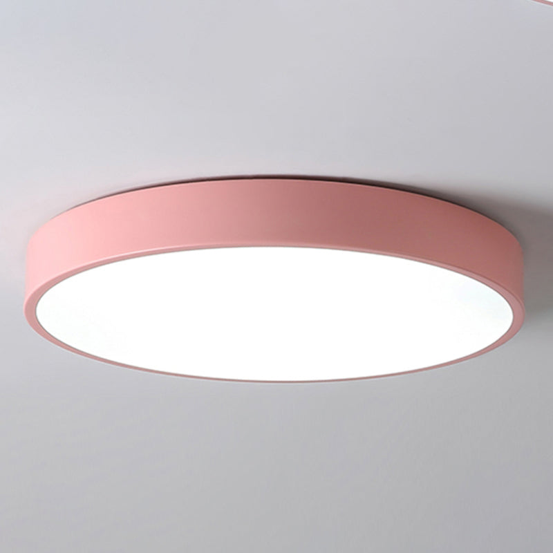 Plafonnier LED de forme ronde en fer moderne, 1 lumière, montage encastré pour chambre à coucher et étude