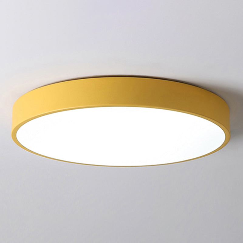 Plafonnier LED de forme ronde en fer moderne, 1 lumière, montage encastré pour chambre à coucher et étude