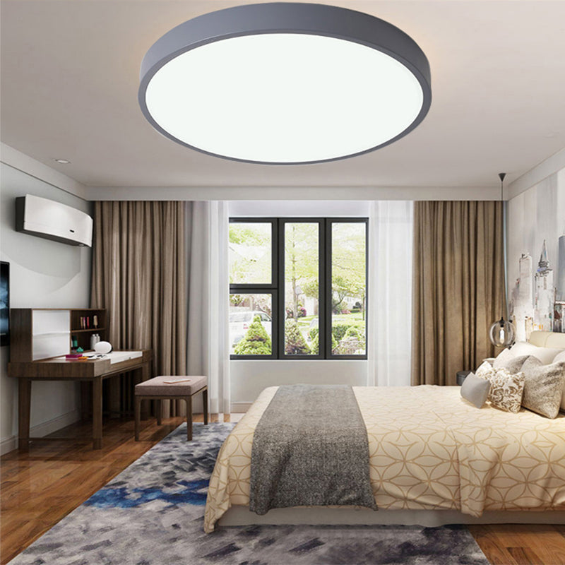 Plafonnier LED de forme ronde en fer moderne, 1 lumière, montage encastré pour chambre à coucher et étude