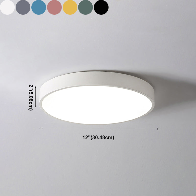 Plafonnier LED de forme ronde en fer moderne, 1 lumière, montage encastré pour chambre à coucher et étude