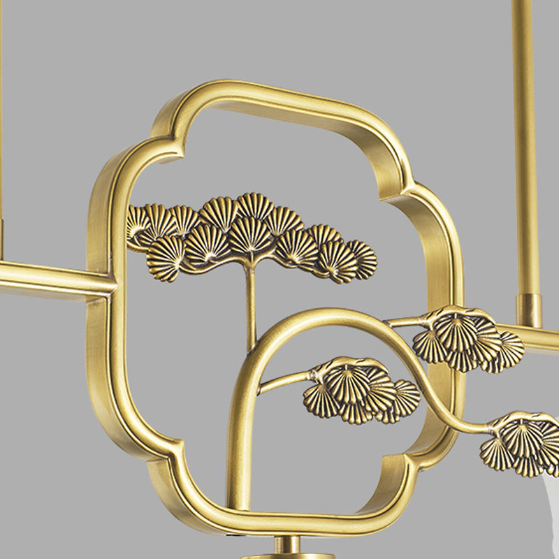 Modern Cylinder Island Lighting Fixtures Glass 3 Light Pendant Lights in Gold