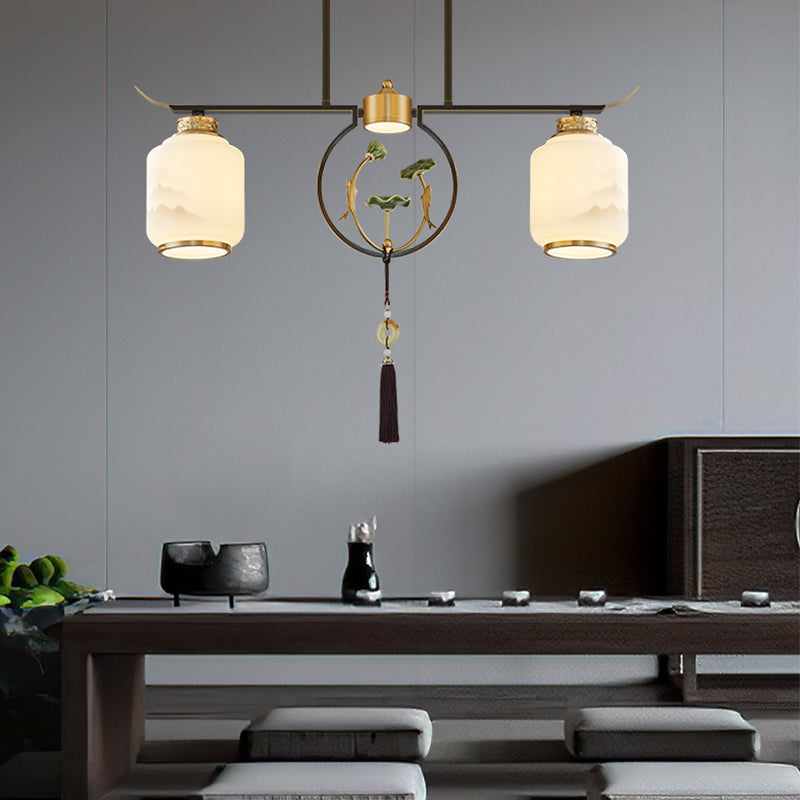 Cylinder Island Lighting Fixtures Contemporary Kitchen Island Lighting with Glass Shade