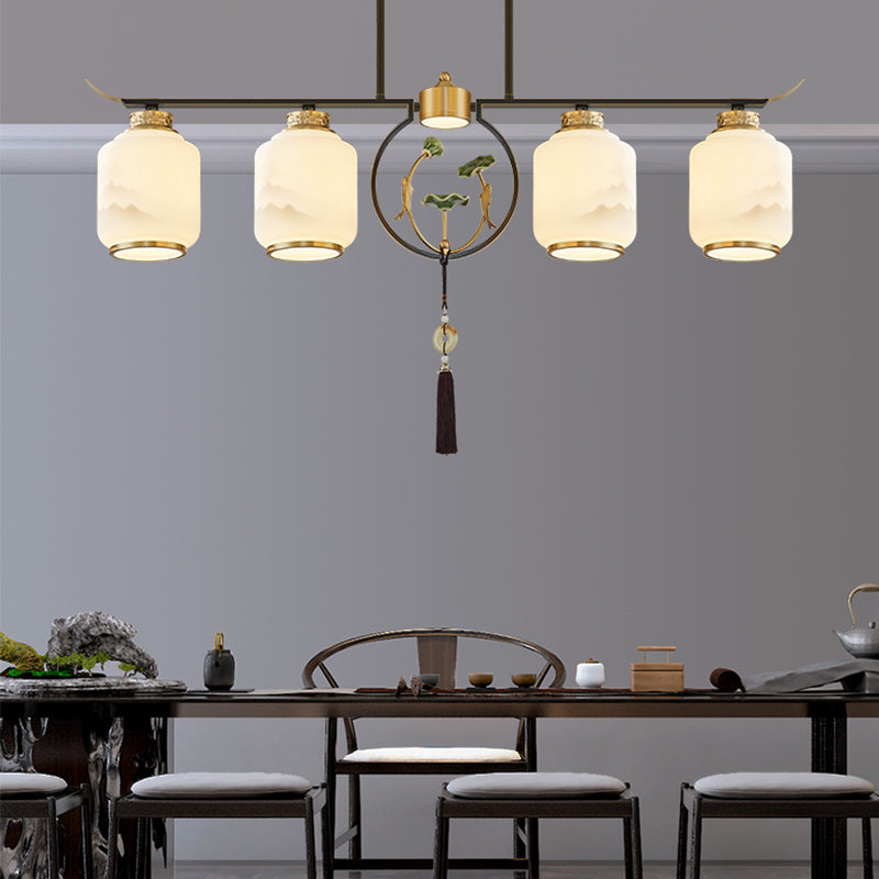 Cylinder Island Lighting Fixtures Contemporary Kitchen Island Lighting with Glass Shade