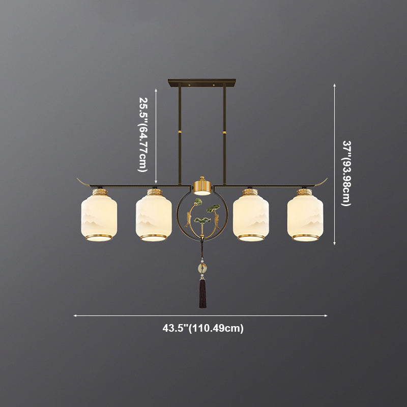 Zylinderinselbeleuchtung zeitgenössische Kücheninselbeleuchtung mit Glasschatten
