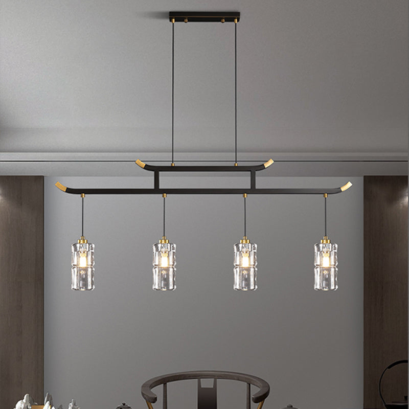 Accesorios de iluminación de la isla de cilindro iluminación de isla de cocina contemporánea con sombra de cristal