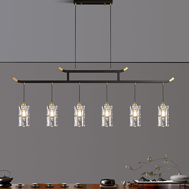 Accesorios de iluminación de la isla de cilindro iluminación de isla de cocina contemporánea con sombra de cristal