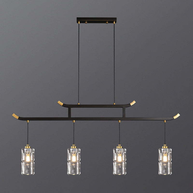 Accesorios de iluminación de la isla de cilindro iluminación de isla de cocina contemporánea con sombra de cristal