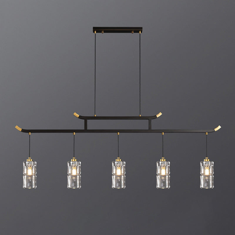 Accesorios de iluminación de la isla de cilindro iluminación de isla de cocina contemporánea con sombra de cristal