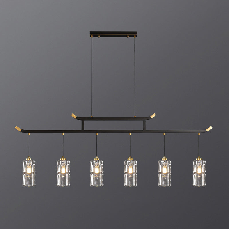 Accesorios de iluminación de la isla de cilindro iluminación de isla de cocina contemporánea con sombra de cristal