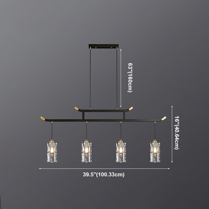 Accesorios de iluminación de la isla de cilindro iluminación de isla de cocina contemporánea con sombra de cristal