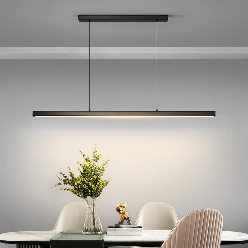 1 Light Linear Island Lighting Modernism Metal Pendant Light Fixture for Dining Room