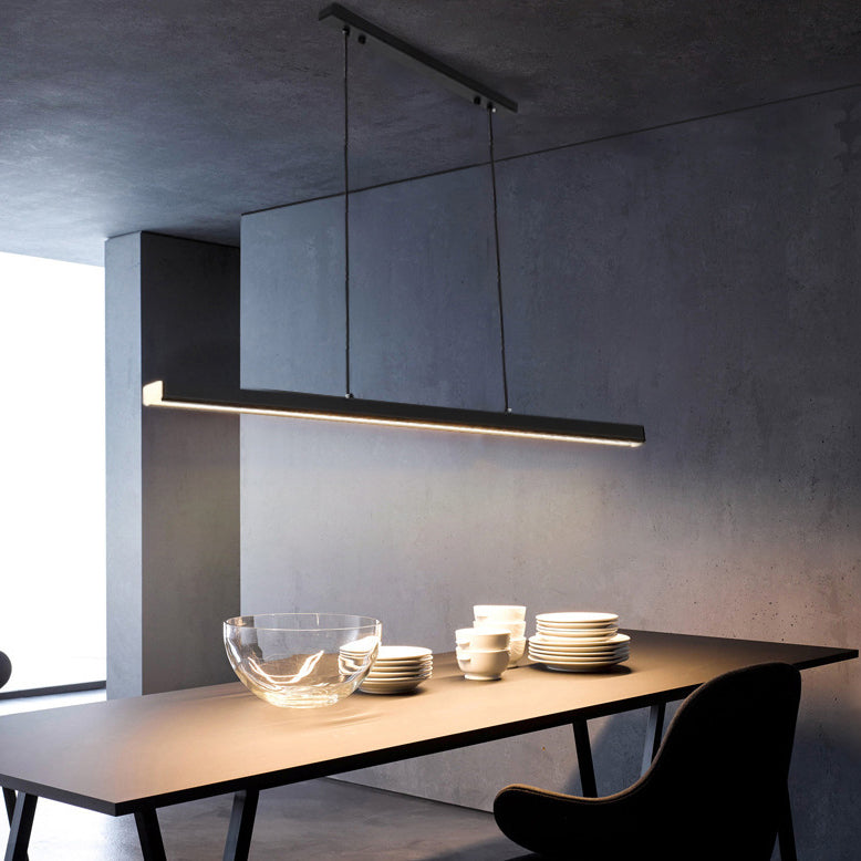 1 Light Linear Island Lighting Modernism Metal Pendant Light Fixture for Dining Room