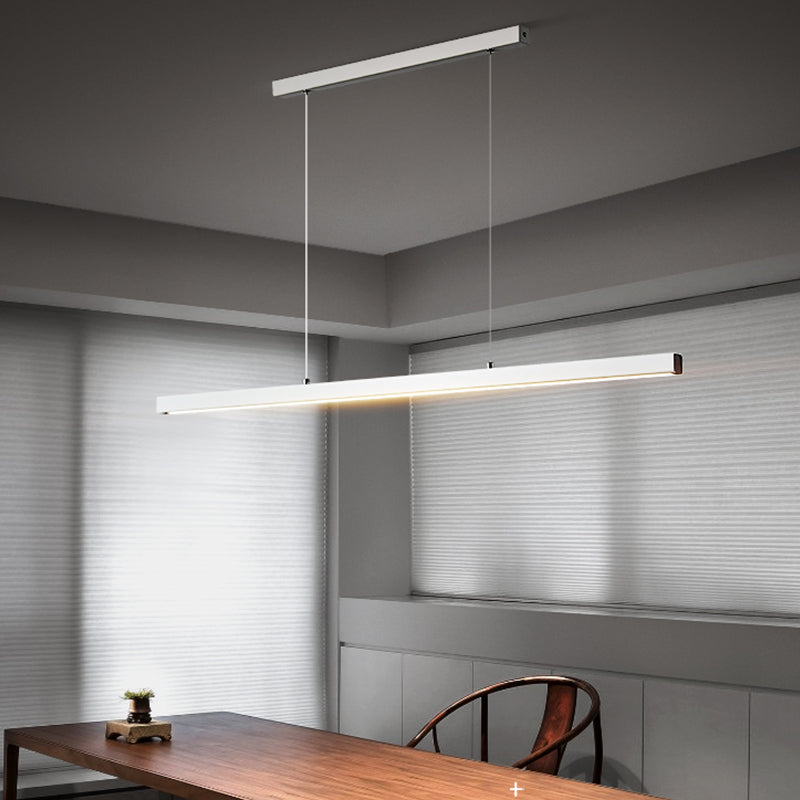 1 Light Linear Island Lighting Modernism Metal Pendant Light Fixture for Dining Room