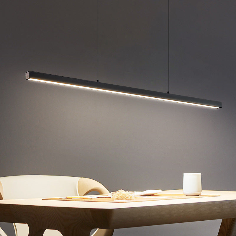 1 Light Linear Island Lighting Modernism Metal Pendant Light Fixture for Dining Room